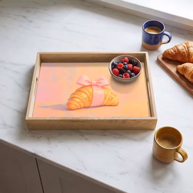 Croissant - Strik - Roze Dienblad Rechthoek middel -sfeer2