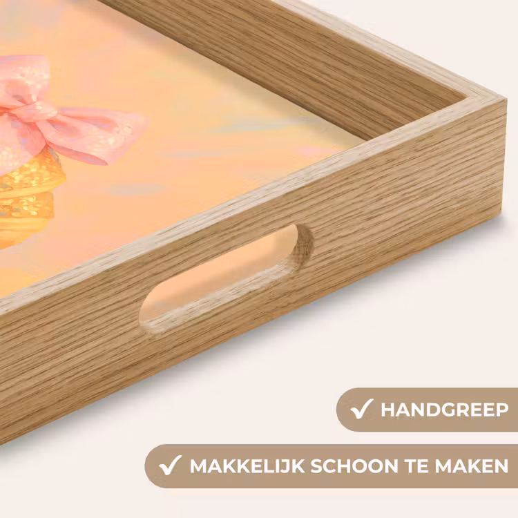 Croissant - Strik - Roze Dienblad Rechthoek middel -USP_HandgreepNL