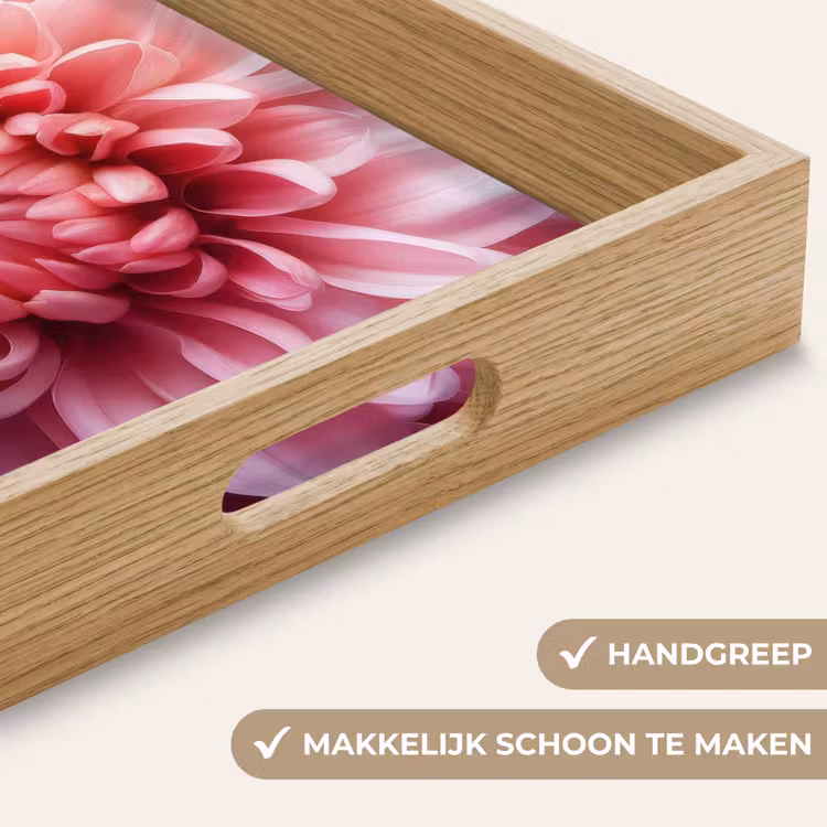 Dahlia - Bloem - Close up - Roze Dienblad Rechthoek middel -USP_HandgreepNL