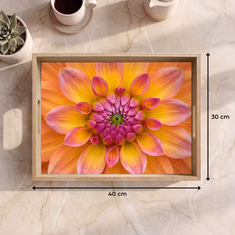 Dahlia - Bloem - Oranje Dienblad Rechthoek middel -USP_Formaat
