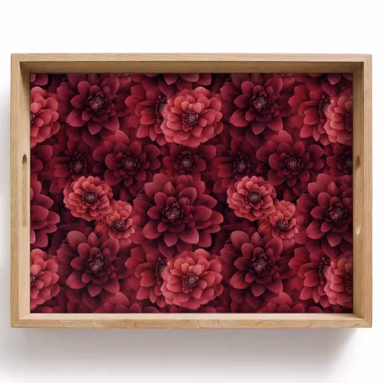 Dahlias - Bloemen - Rood Dienblad Rechthoek middel 911 -z3d_shopping