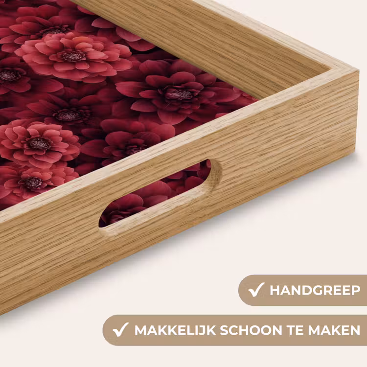 Dahlias - Bloemen - Rood Dienblad Rechthoek middel 911 -USP_HandgreepNL