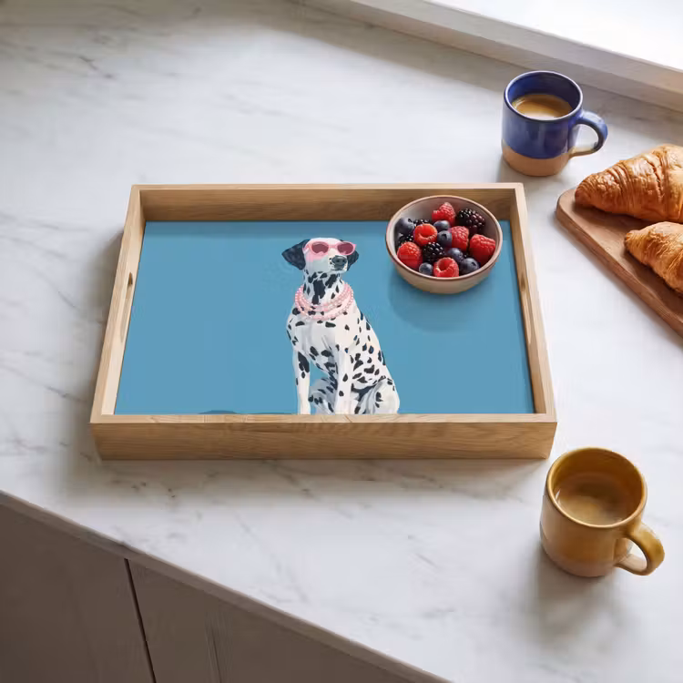 Dalmatiër - Zonnebril - Blauw Dienblad Rechthoek middel -sfeer2