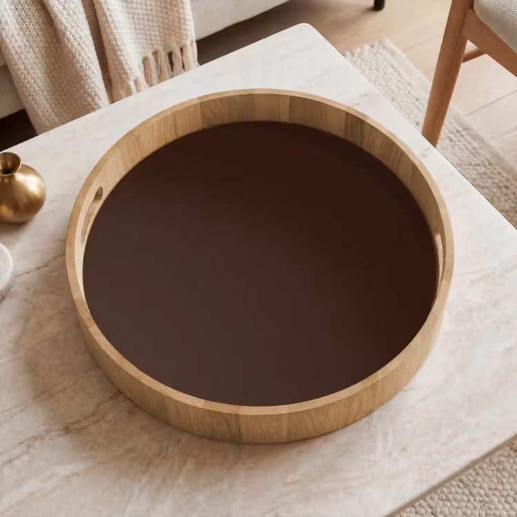 Dark - Chocolate - Bruin Dienblad Rond middel 914 -sfeer1