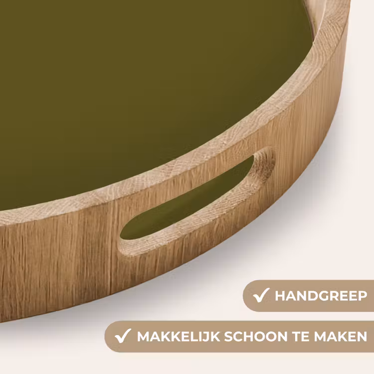 Dark - Olive - Groen Dienblad Rond middel 914 -USP_HandgreepNL