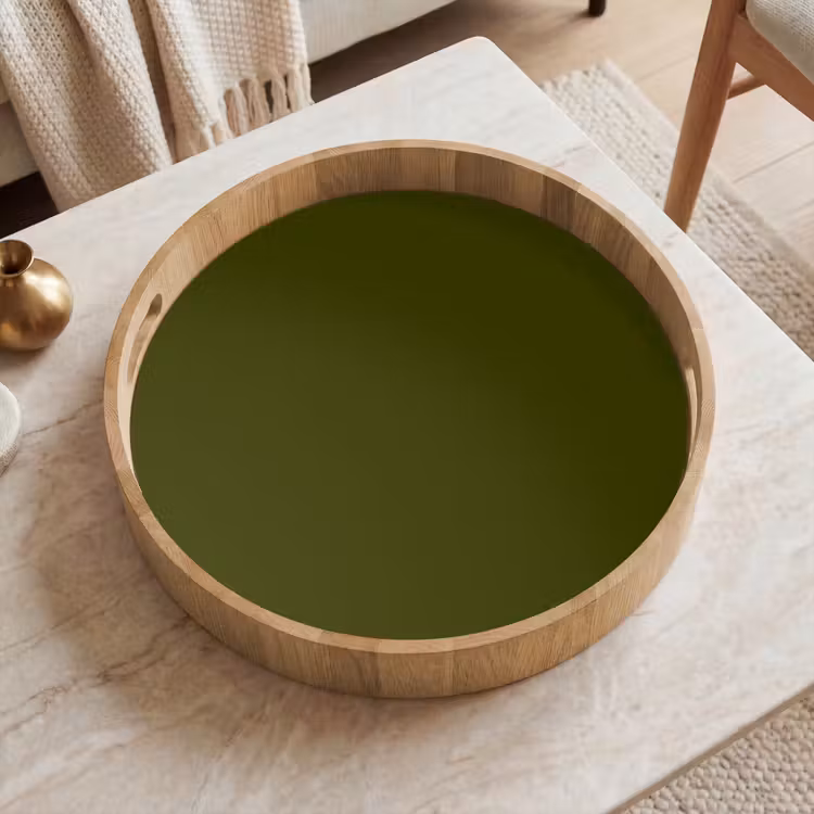 Dark - Olive - Groen Dienblad Rond middel 914 -sfeer1