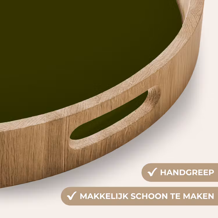 Dark - Olive - Groen Dienblad Rond middel 914 -USP_HandgreepNL