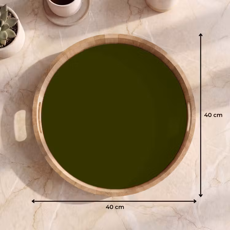 Dark - Olive - Groen Dienblad Rond middel 914 -USP_Formaat