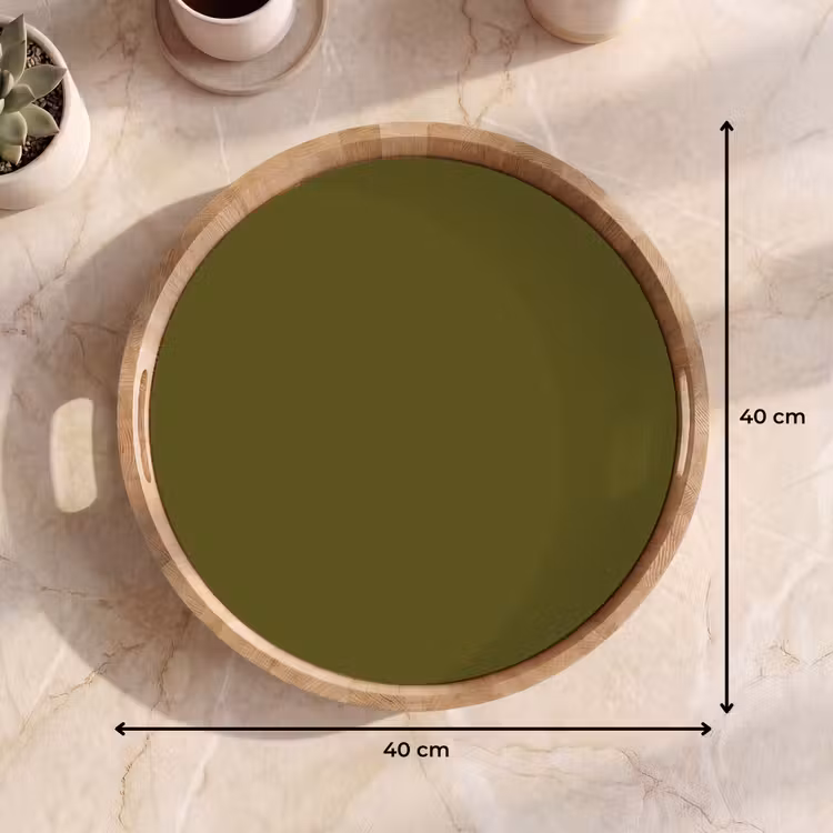 Dark - Olive - Groen Dienblad Rond middel 914 -USP_Formaat