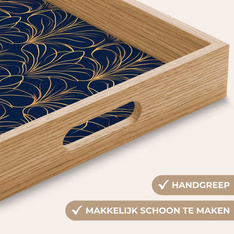 Deco - Waaier - Blauw Dienblad Rechthoek middel 911 -USP_HandgreepNL