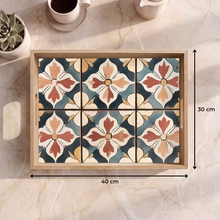 Decoratie - Tegels - Spaans - Vintage Dienblad Rechthoek middel -USP_Formaat