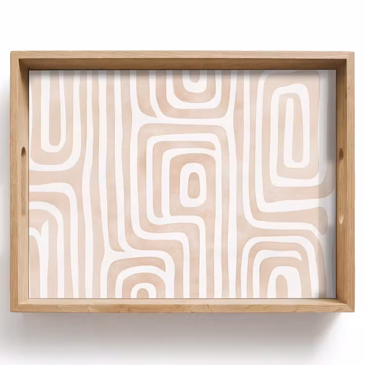 Decoratief - Labyrint - Beige Dienblad Rechthoek middel -z3d_shopping