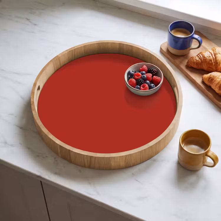 Deep - Crimson - Rood Dienblad Rond middel 914 -sfeer2