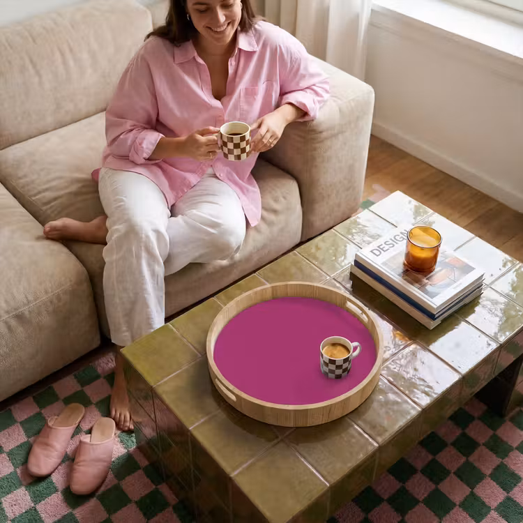 Deep - Magenta - Paars Dienblad Rond middel 914 -sfeer3