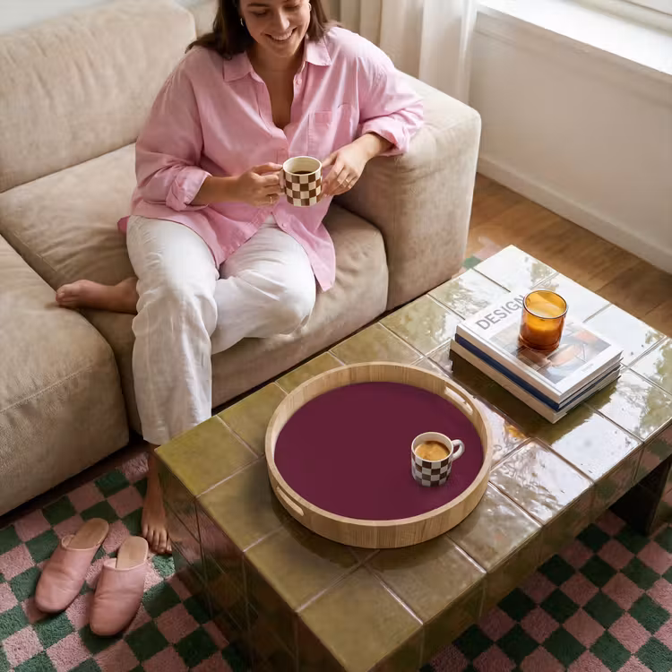 Deep - Plum - Paars Dienblad Rond middel 914 -sfeer3