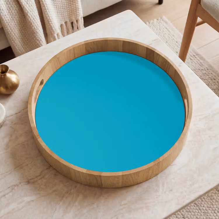 Deep - Turquoise - Turkoois Dienblad Rond middel 914 -sfeer1