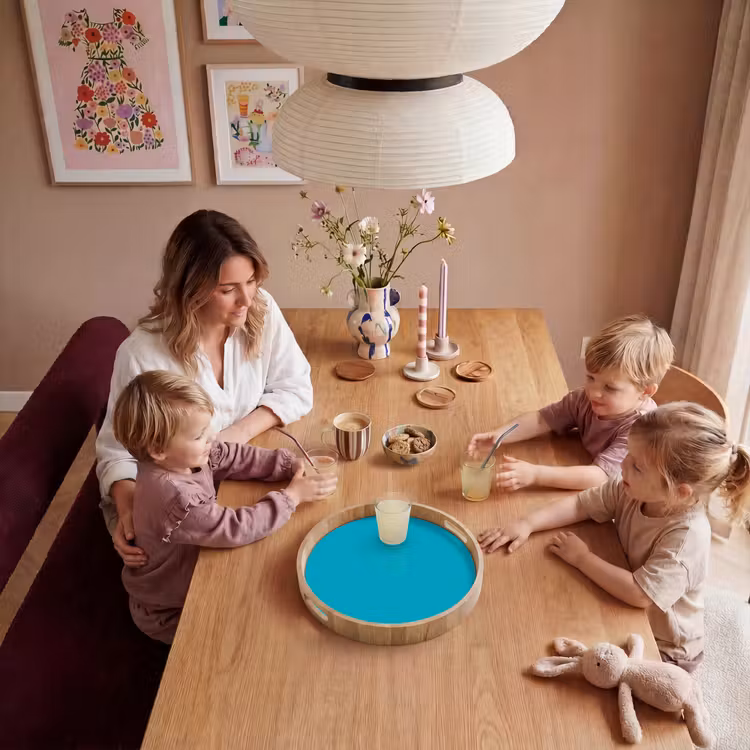 Deep - Turquoise - Turkoois Dienblad Rond middel 914 -sfeer4