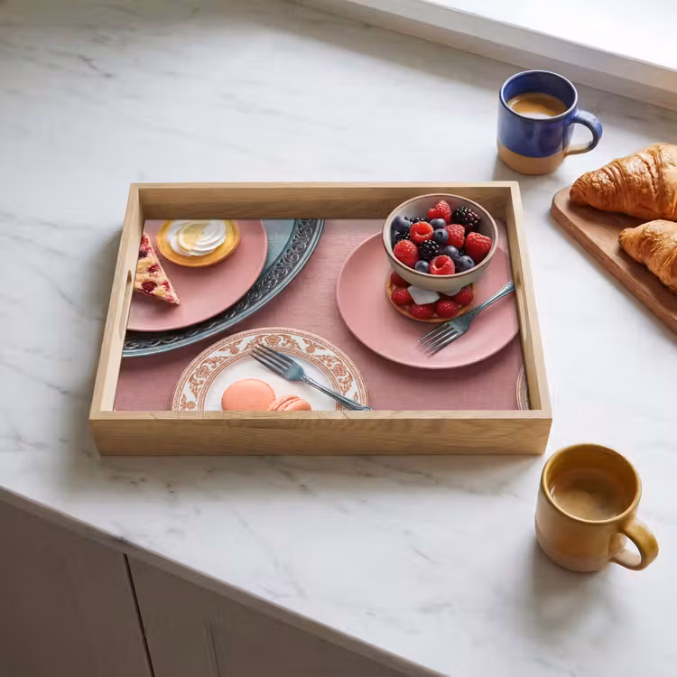 Dessert - Taart - Gebak - Zoet - Roze Dienblad Rechthoek middel -sfeer2