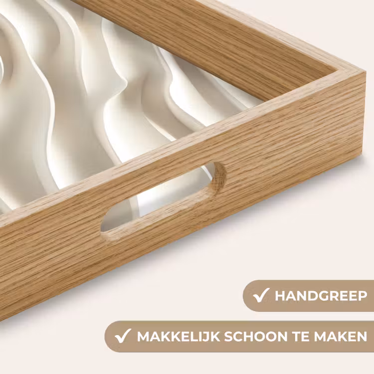 Diagonaal - Golven - Crème Dienblad Rechthoek middel 911 -USP_HandgreepNL