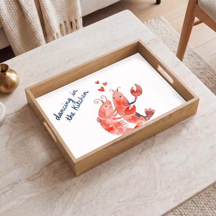 Dier - Dans - Liefde - Waterverf - Rood Dienblad Rechthoek middel -sfeer1
