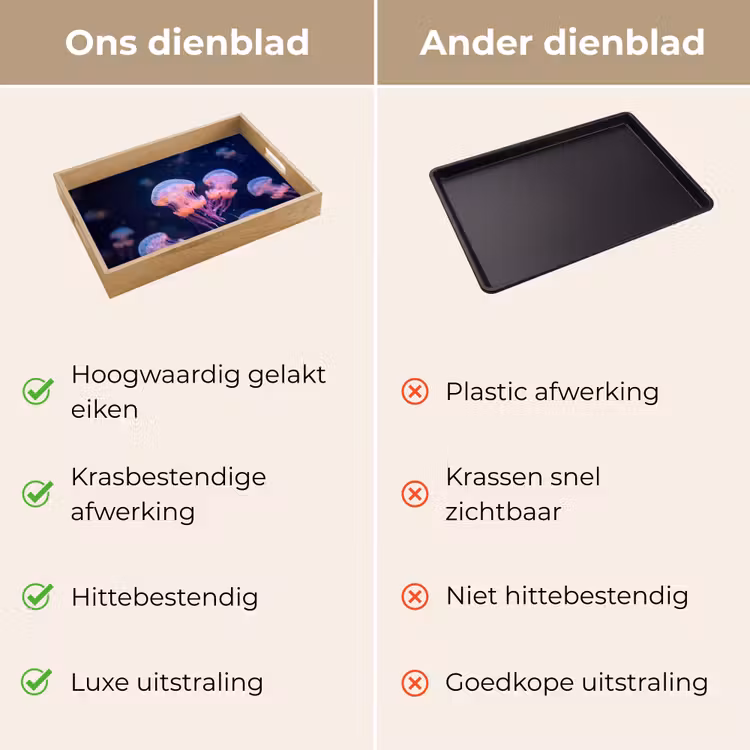Dier - Onderwater - Natuur - Roze - Mysterieus Dienblad Rechthoek middel -USP_VergelijkingNL