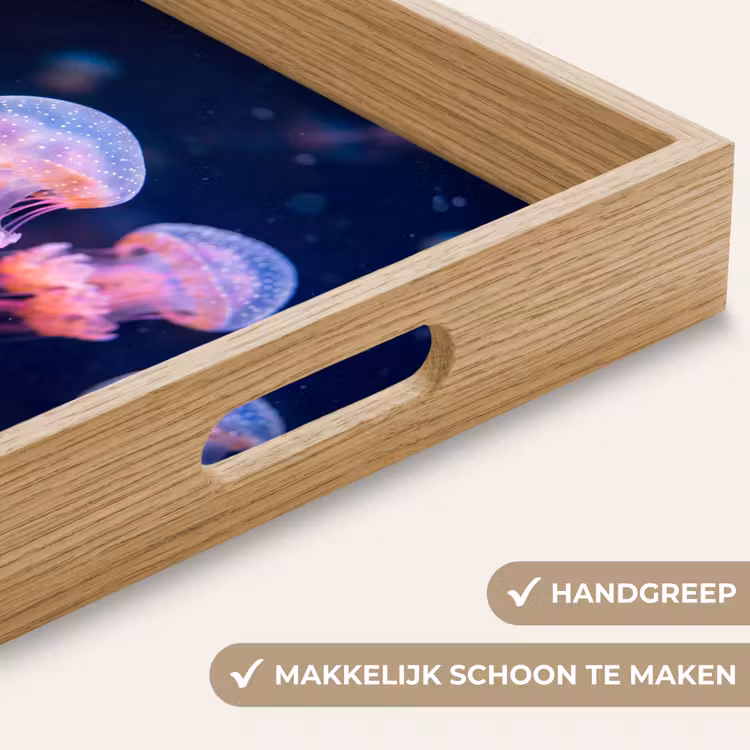 Dier - Onderwater - Natuur - Roze - Mysterieus Dienblad Rechthoek middel -USP_HandgreepNL