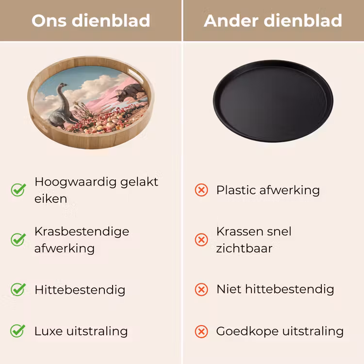 Dienblad - Dinosaurus - Roze - Landschap - Dinosaurus - Roze - Landschap Dienblad Rond middel