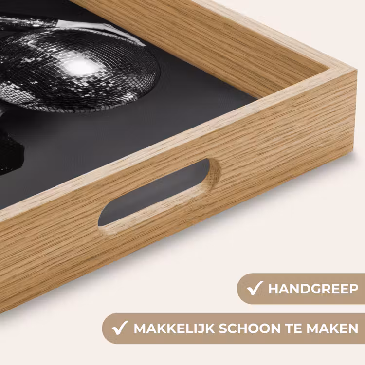 Discobal - Gezicht - Glamour - Zwart Dienblad Rechthoek middel -USP_HandgreepNL