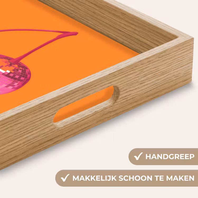 Discoballen - Kers - Spiegels - Roze Dienblad Rechthoek middel -USP_HandgreepNL