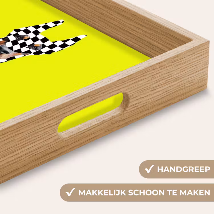 Dobermann - Geblokt - Geel Dienblad Rechthoek middel -USP_HandgreepNL