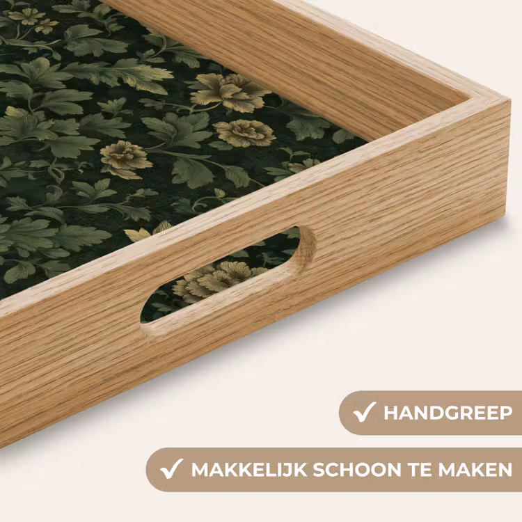 Donker - Groen - Goud - Botanisch Dienblad Rechthoek middel 911 -USP_HandgreepNL