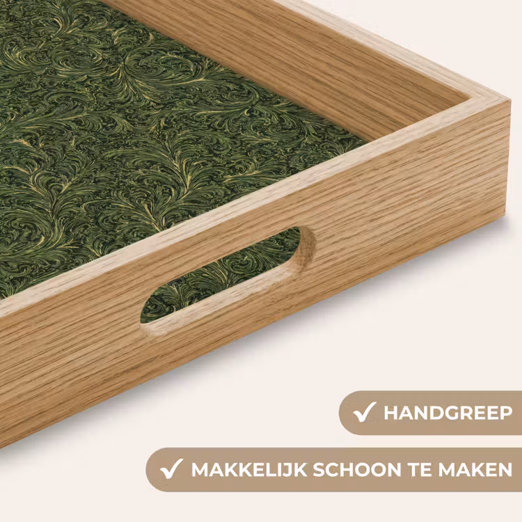 Donker - Groen - Krullend - Botanisch Dienblad Rechthoek middel 911 -USP_HandgreepNL