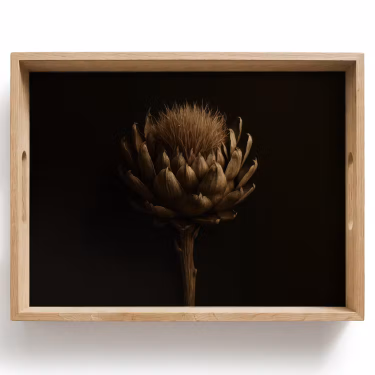 Donkerbruin - Bloem - Textuur - Artisjok Dienblad Rechthoek middel -z3d_shopping