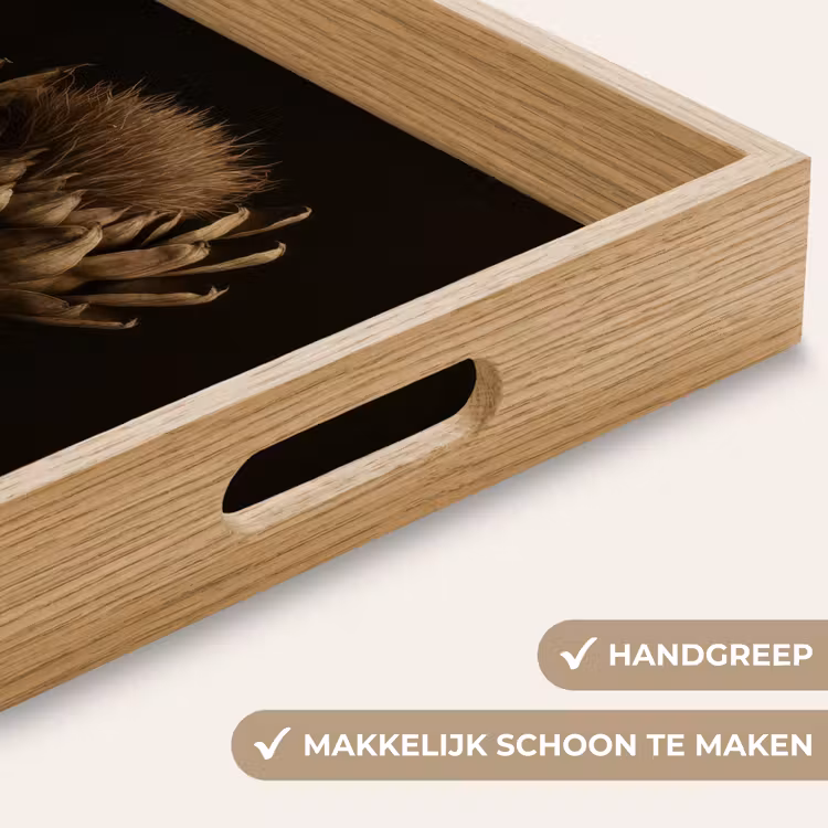 Donkerbruin - Bloem - Textuur - Artisjok Dienblad Rechthoek middel -USP_HandgreepNL