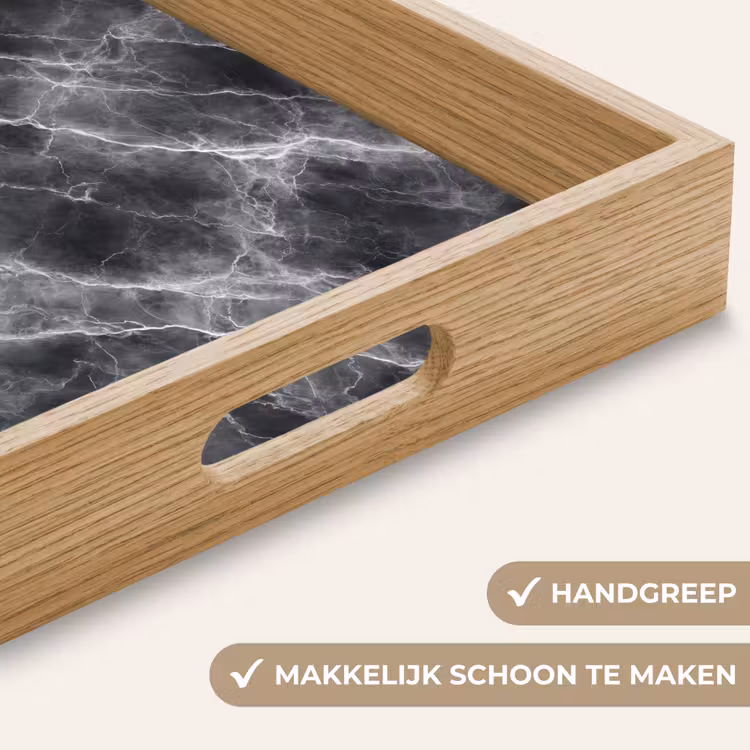 Donkergrijs - Bliksem - Marmer Dienblad Rechthoek middel 911 -USP_HandgreepNL