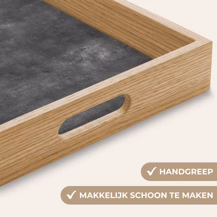 Donkergrijs - Ruw - Beton Dienblad Rechthoek middel 911 -USP_HandgreepNL