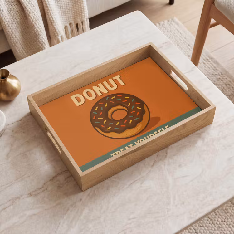 Donut - Spikkels - Kleurrijk - Quote Dienblad Rechthoek middel -sfeer1