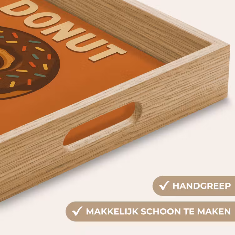 Donut - Spikkels - Kleurrijk - Quote Dienblad Rechthoek middel -USP_HandgreepNL