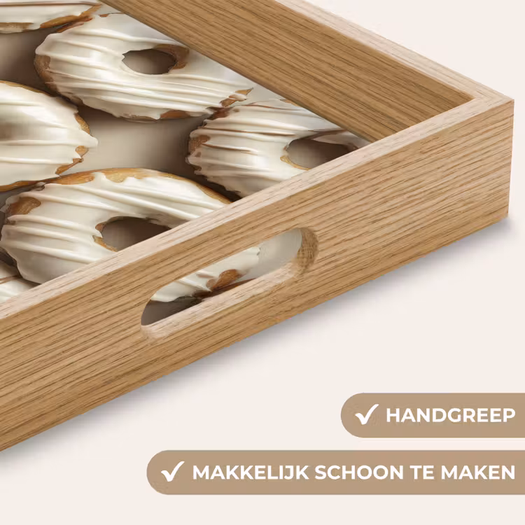 Donuts - Chocolade - Wit - Beige Dienblad Rechthoek middel -USP_HandgreepNL