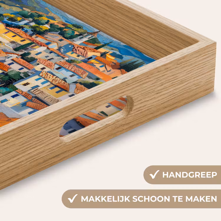 Dorp - Heuvels - Landschap - Bomen Dienblad Rechthoek middel -USP_HandgreepNL