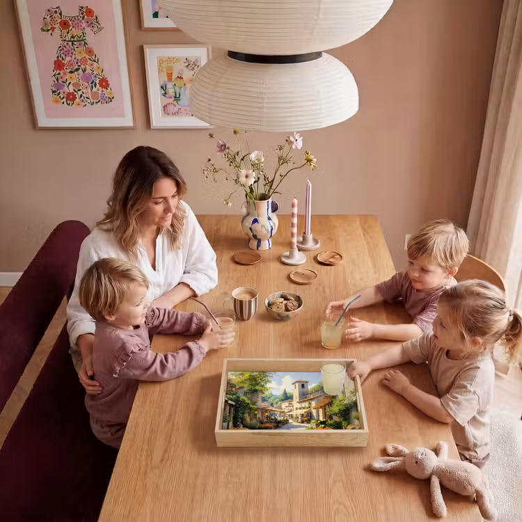 Dorp - Zon - Kraampjes - Huizen Dienblad Rechthoek middel -sfeer4