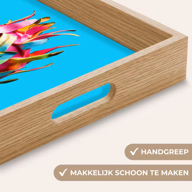 Drakenfruit - Blauw - Levendig Dienblad Rechthoek middel -USP_HandgreepNL