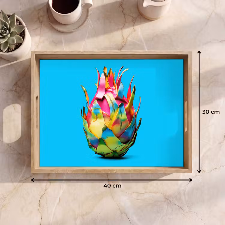 Drakenfruit - Blauw - Levendig Dienblad Rechthoek middel -USP_Formaat