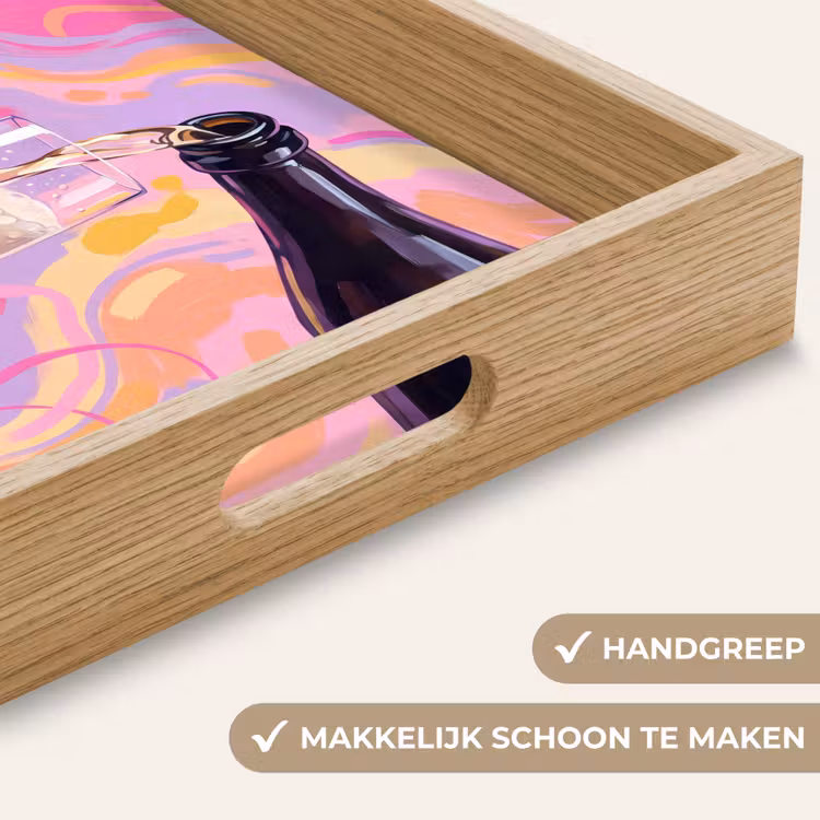 Drank - Inschenken - Feest - Abstract - Roze Dienblad Rechthoek middel -USP_HandgreepNL