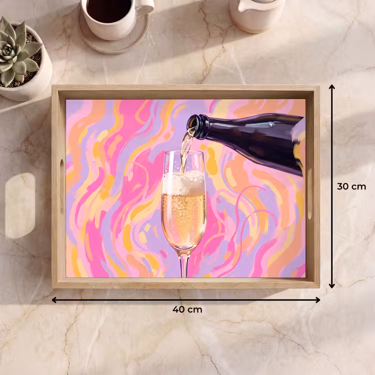 Drank - Inschenken - Feest - Abstract - Roze Dienblad Rechthoek middel -USP_Formaat