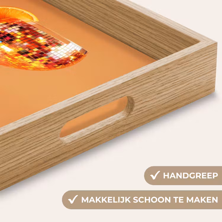 Drank - Oranje - Glitter - Disco Dienblad Rechthoek middel -USP_HandgreepNL