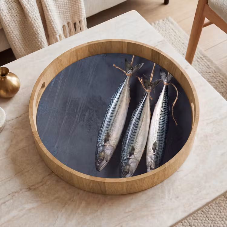Dienblad - Drie vissen - Touw - Drie vissen - Touw Dienblad Rond middel