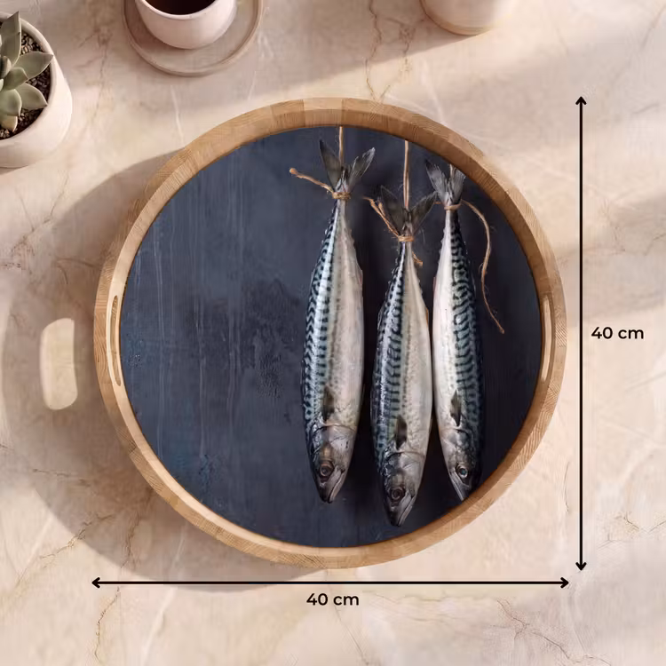 Dienblad - Drie vissen - Touw - Drie vissen - Touw Dienblad Rond middel