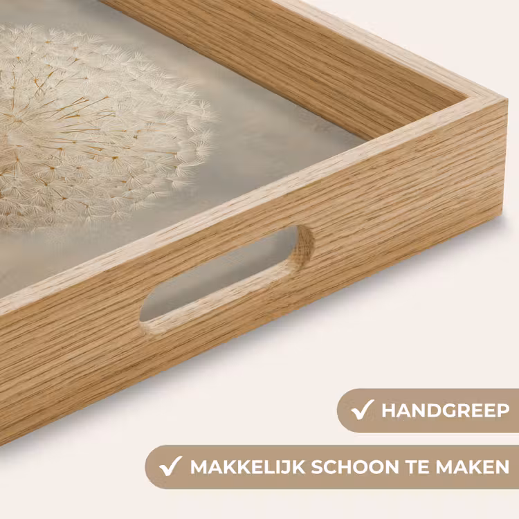 Dromerig - Beige - Paardenbloemzaadjes Dienblad Rechthoek middel -USP_HandgreepNL