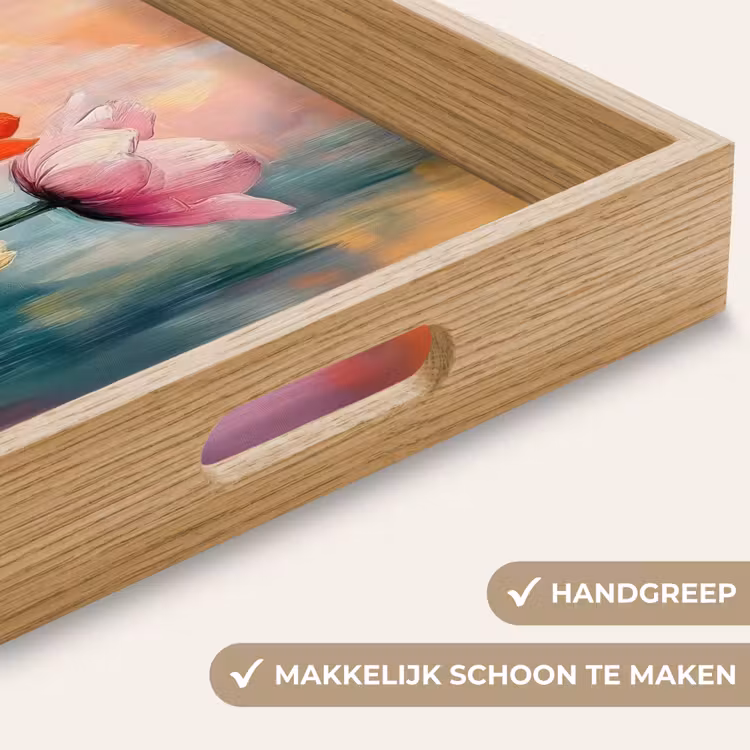 Dromerig - Bloemen - Verfijnde details Dienblad Rechthoek middel -USP_HandgreepNL